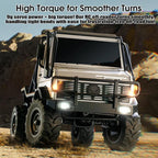 MN-333 1:18 Scale Off-Road RC Unimog Crawler — 4WD, Metal Alloy Body RC Truck, 2-Speed, LED Lights (RTR)