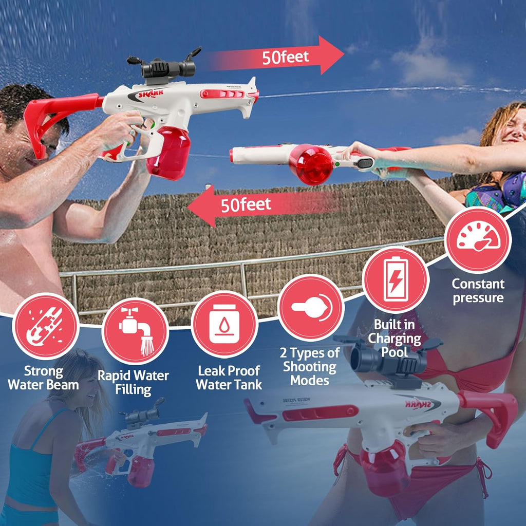 MY TOYS Automatic Electric Water Gun – 1000cc High-Capacity Blaster (50ft Range)