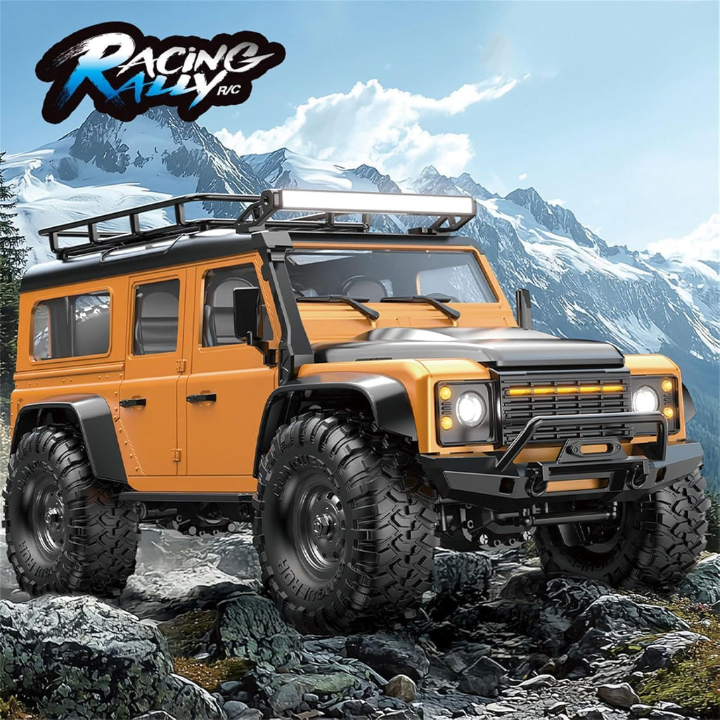 MY TOYS 1/16 Scale RC Crawler – 4WD Off-Road Remote Control Truck with LED Roof Lights, All-Terrain 4x4 Crawler for Adults & Kids, Water-Resistant High-Torque Speed Model with 7.4V Rechargeable Battery