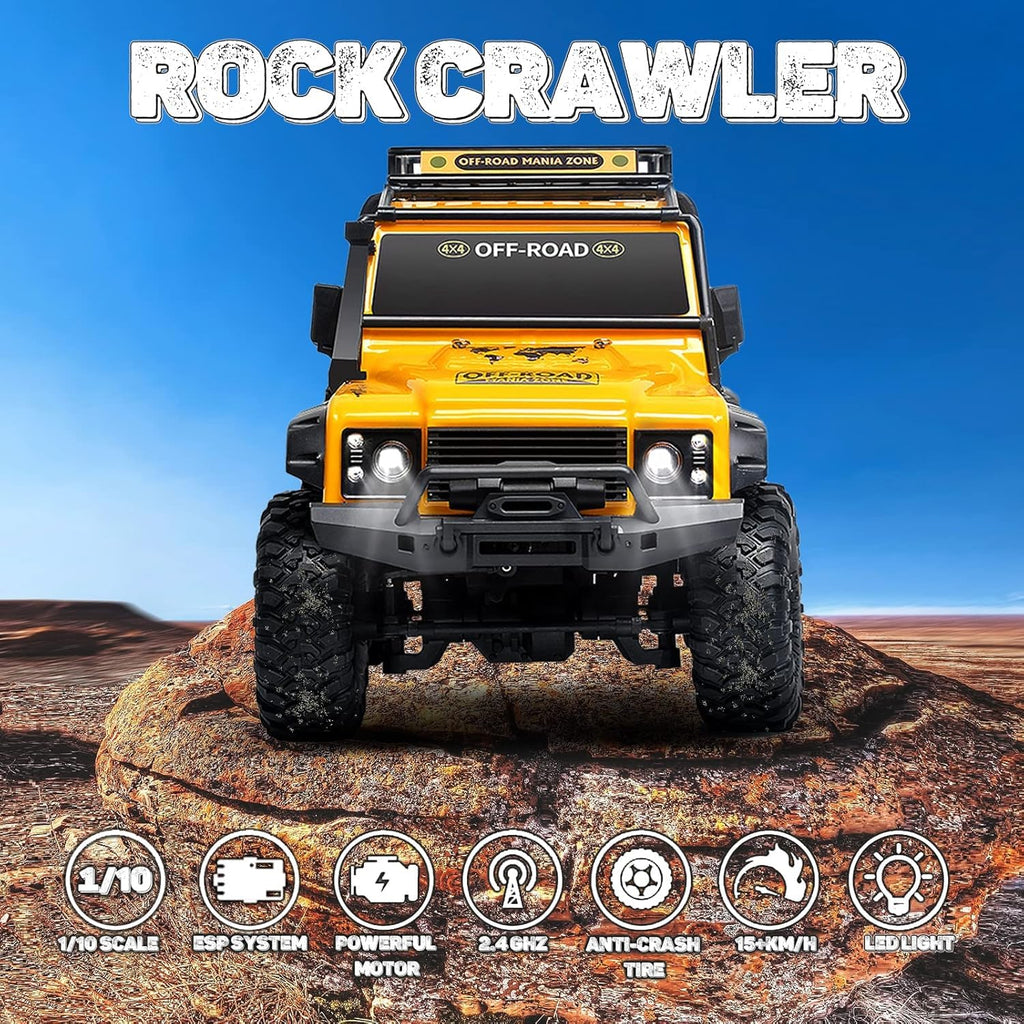 MYTOYS 1:10 Scale Large RC Rock Crawler – 4WD Off-Road Beast Climbing Truck, 15KM/H High Speed Remote Control Rally Car with LED Headlights, RTR Ready-to-Run All Terrain Monster Truck for Kids & Adults