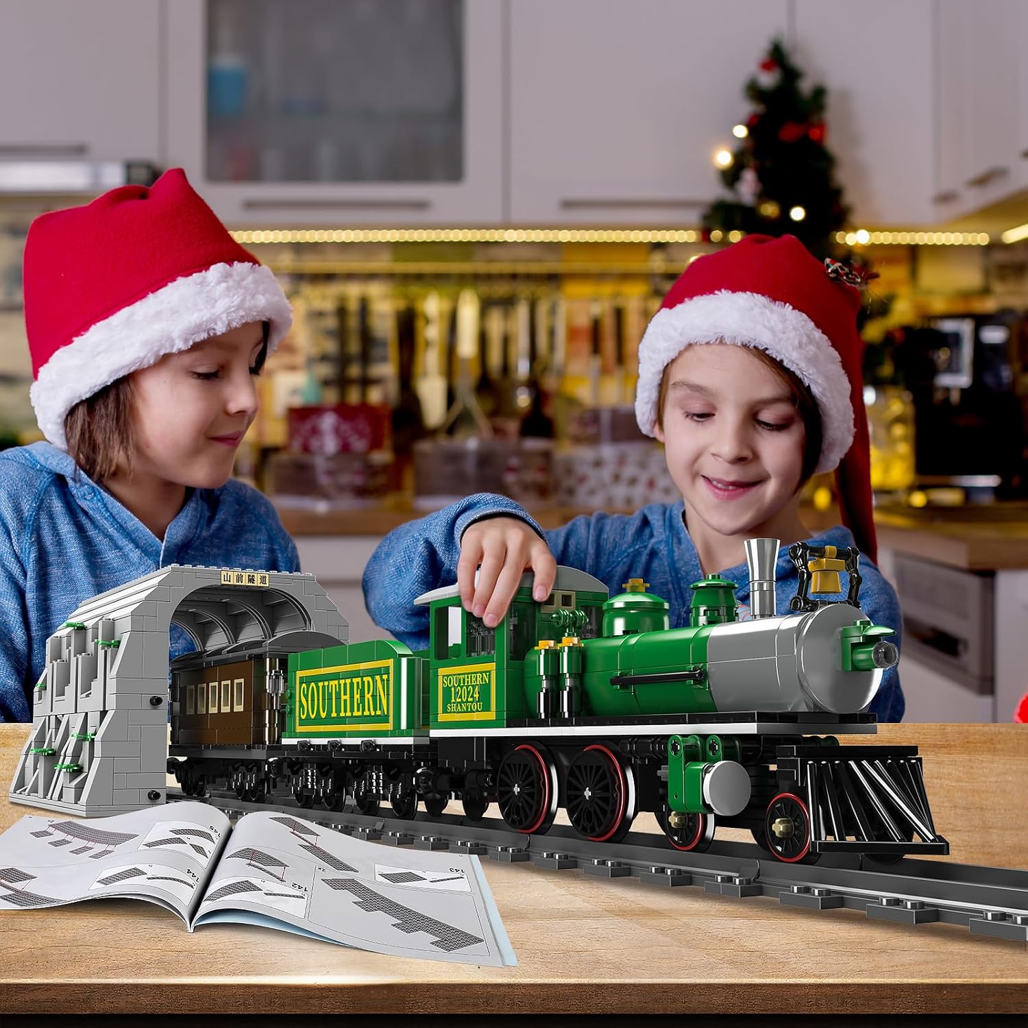 Mould King 12024 Technic Steam Locomotive – 1,212pcs App & Remote Control Train Set with Mountain Tunnel
