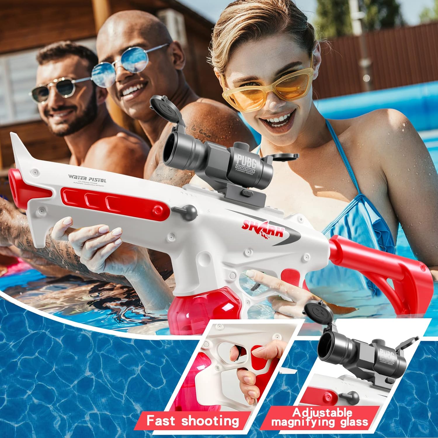 MY TOYS Automatic Electric Water Gun – 1000cc High-Capacity Blaster (50ft Range)