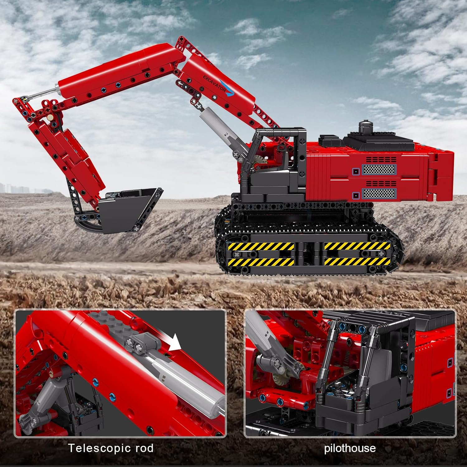 Mould King 15062 Motorized Technik Excavator | 1,500+ Pcs App-Controlled STEM Building Set