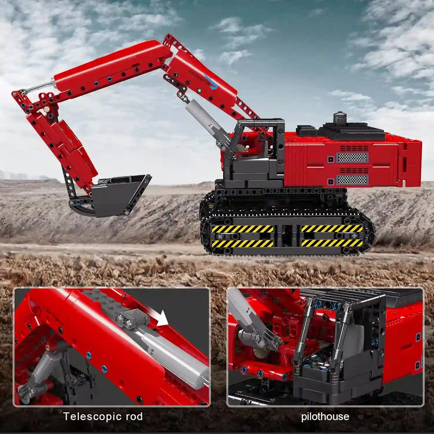 Mould King 15062 Motorized Technik Excavator | 1,500+ Pcs App-Controlled STEM Building Set