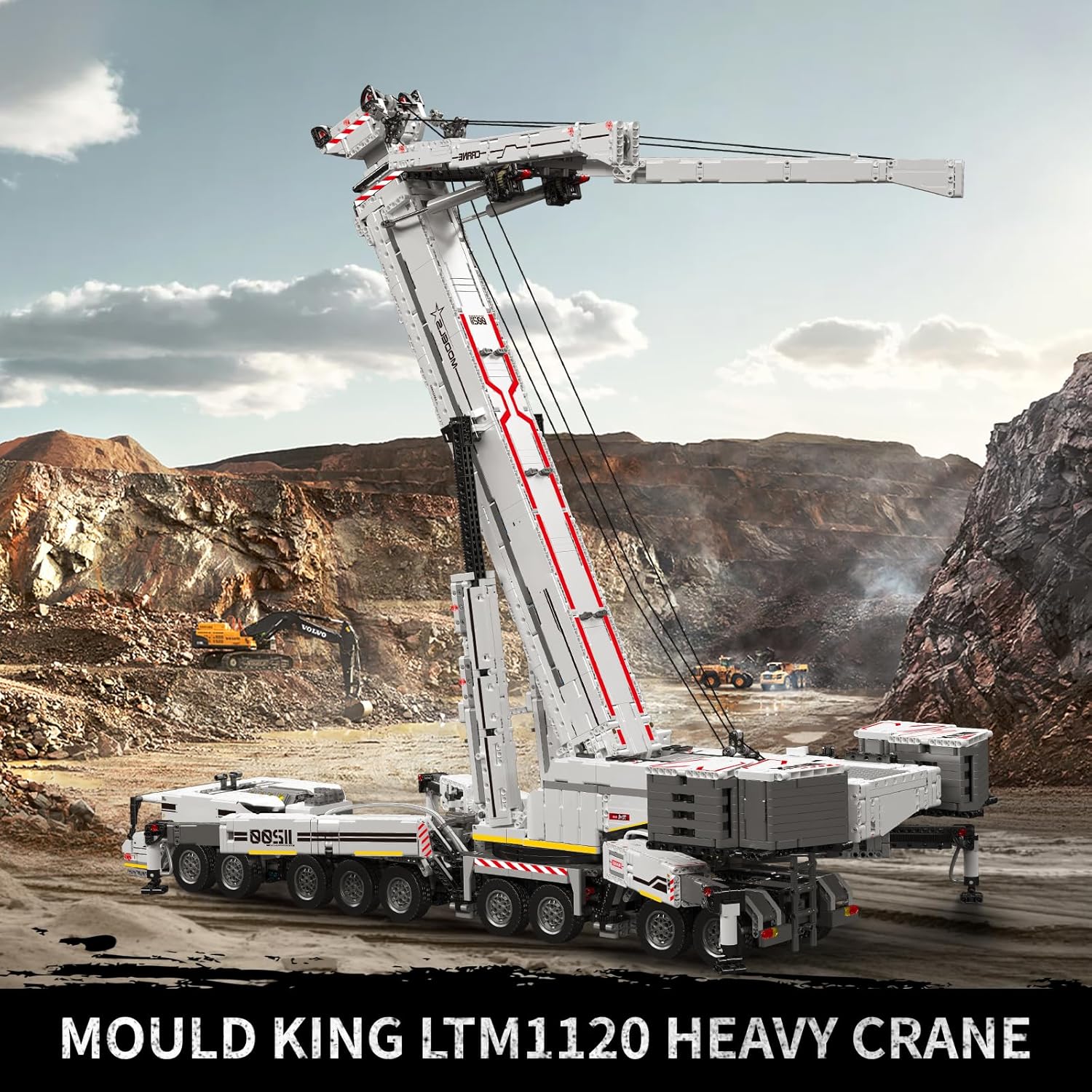 Mould King 17007 RC Liebherr LTM 11200 Technic Crane | 8506 Pcs Flagship Building Kit | 160cm Height 20-Motor Remote Control Heavy Truck
