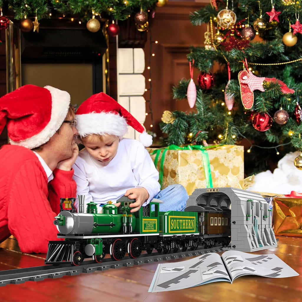 Mould King 12024 Technic Steam Locomotive – 1,212pcs App & Remote Control Train Set with Mountain Tunnel