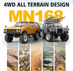MN-168 1/12 RC Crawler - Classic 1970s Styling, 4WD, 280 Motor, 100m Range, 40-Min RTR