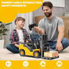 HSTAR 1:12 Remote Control Forklift Toy – 9-Channel 2.4GHz RC Construction Vehicle with Lights, Sounds & 2 Attachments