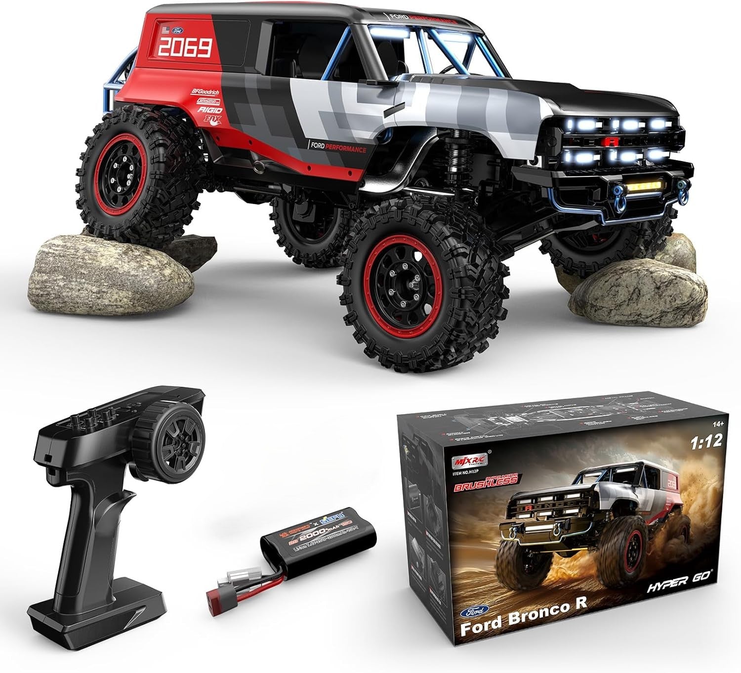 MJX H12P 1/12 Scale Ford Bronco R Brushless RC Rock Crawler (RTR)