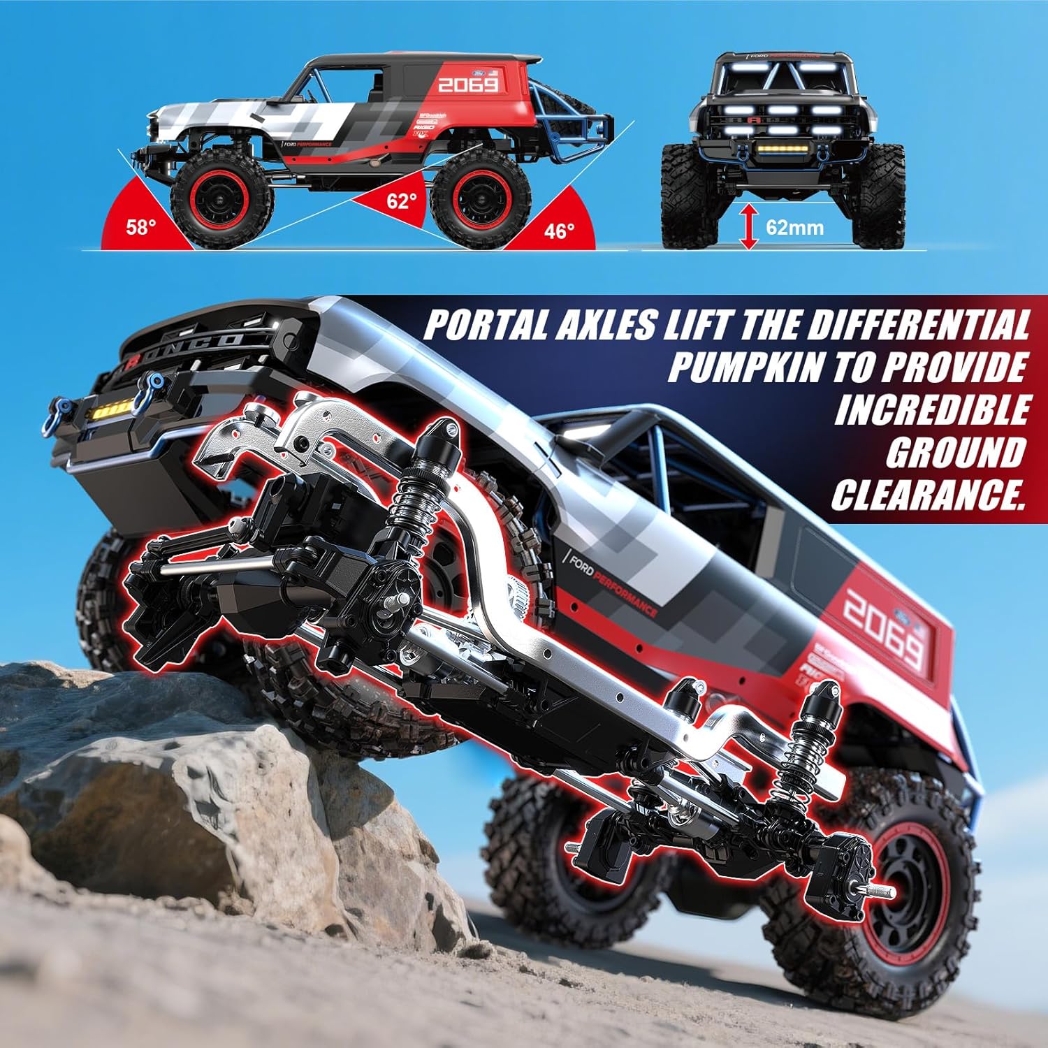 MJX H12P 1/12 Scale Ford Bronco R Brushless RC Rock Crawler (RTR)