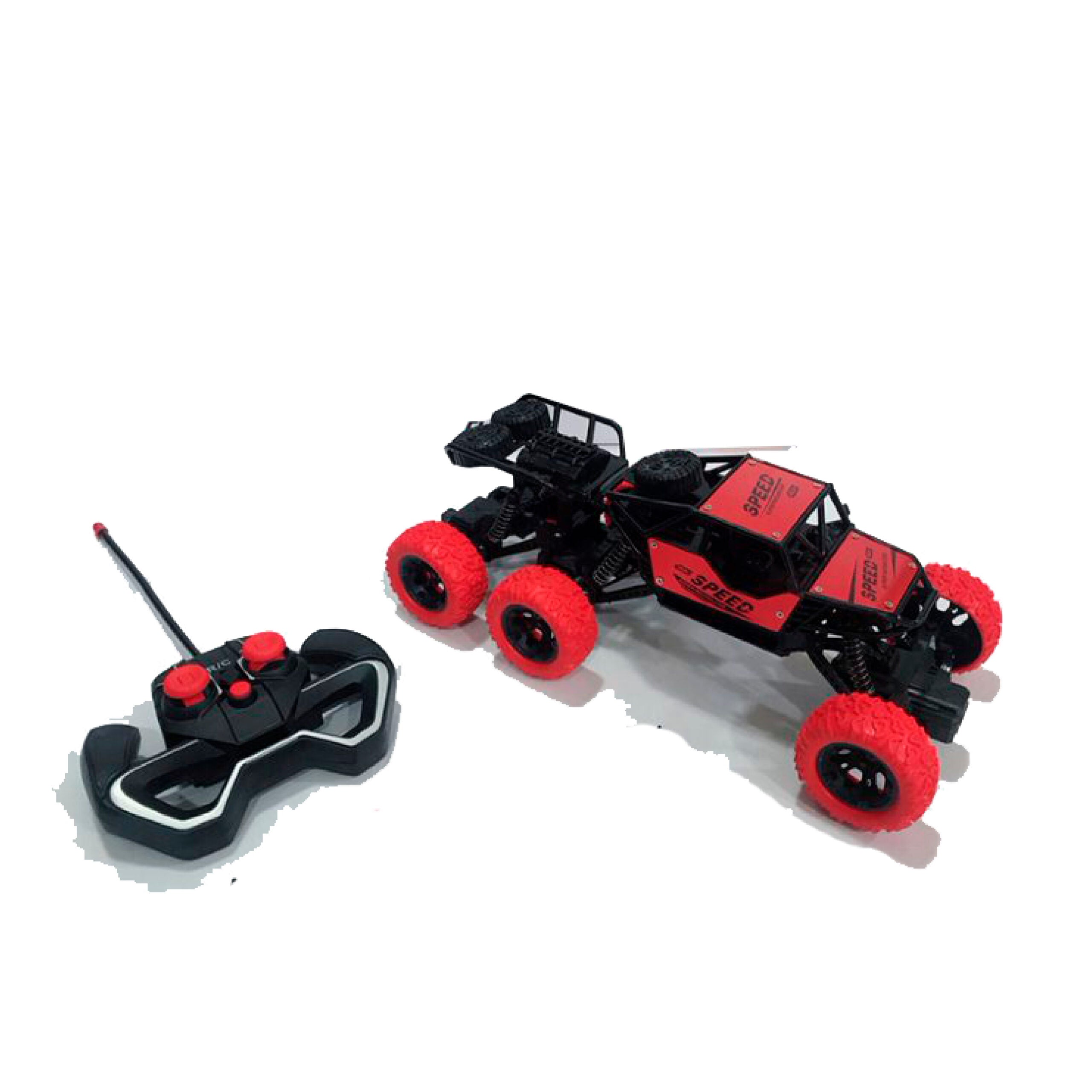 MYTOYS 6WD Alloy Climbing RC Car for Kids – 6 Wheel Drive All Terrain Remote Control Rock Crawler with Suspension, Rechargeable Battery, Red (28cm)