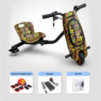 36V Electric Drift Scooter for Kids (Ages 4+) - 3-Speed Modes, 360° Rotating Tricycle, Bluetooth Music, Multicolor LED Lights, 250W Brushless Motor, Max Speed 15km/h, Includes Helmet & Safety Gears