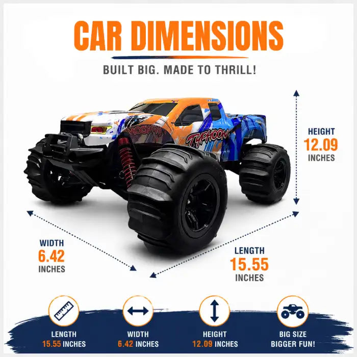MYTOYS Hobbiway Typhoon MT660 1/10 4WD RTR High Speed RC Monster Truck - Off-Road & Sand Tyre Editions