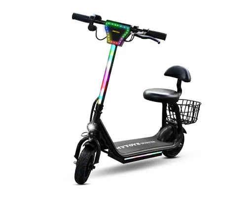 MT390 Kids Electric Kick Scooter with Seat - 18 km/h, 300W Motor, LED Lights, Bluetooth Speaker & Storage Basket