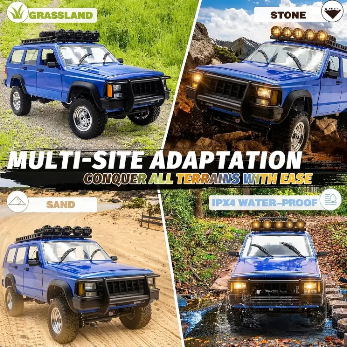 MN78 1/12 Scale 4WD RC Rock Crawler, Cherokee Off-Road Remote Control SUV Truck with 2.4GHz Proportional Control & LED Light System