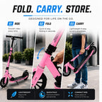MYTOYS Premium Foldable Kick Scooter – Adjustable Height (90–100 cm), Big PU Wheels & Kickstand for Kids & Teens | White