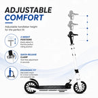 MYTOYS Premium Foldable Kick Scooter – Adjustable Height (90–100 cm), Big PU Wheels & Kickstand for Kids & Teens | White