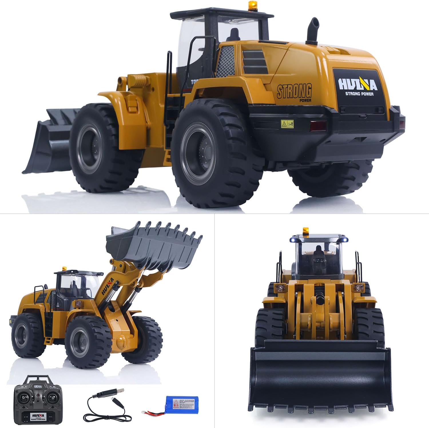 HUINA 1583 1/14 Scale RC Wheel Loader – 10-Channel Hobby-Grade Remote Control Construction Truck with Alloy Metal Cab & Bucket