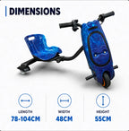 36V Electric Drift Scooter for Kids (Ages 4+) - 3-Speed Modes, 360° Rotating Tricycle, Bluetooth Music, Multicolor LED Lights, 250W Brushless Motor, Max Speed 15km/h, Includes Helmet & Safety Gears