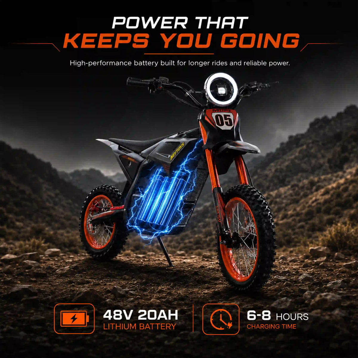 MT840 Electric Dirt Bike Scooter - 55km/h, 2500W, 48V Battery, 50–60km - Hydraulic Brakes, Off‑Road Design