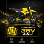 Kids Electric Dirt Bike – 350W, 25 km/h, 36V 4Ah, 6–8 km Range, 12" Pneumatic Tires & Rear Disc Brake