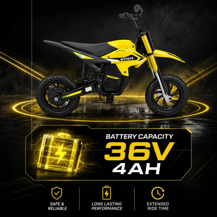 Kids Electric Dirt Bike – 350W, 25 km/h, 36V 4Ah, 6–8 km Range, 12" Pneumatic Tires & Rear Disc Brake