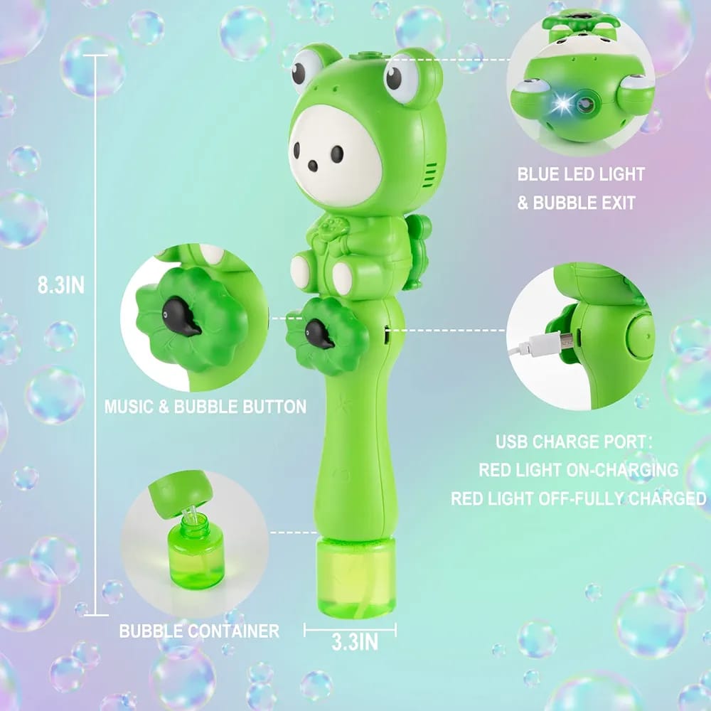 Cute Frog Bubble Wand with Music & Lights – 24cm (Model 20628)