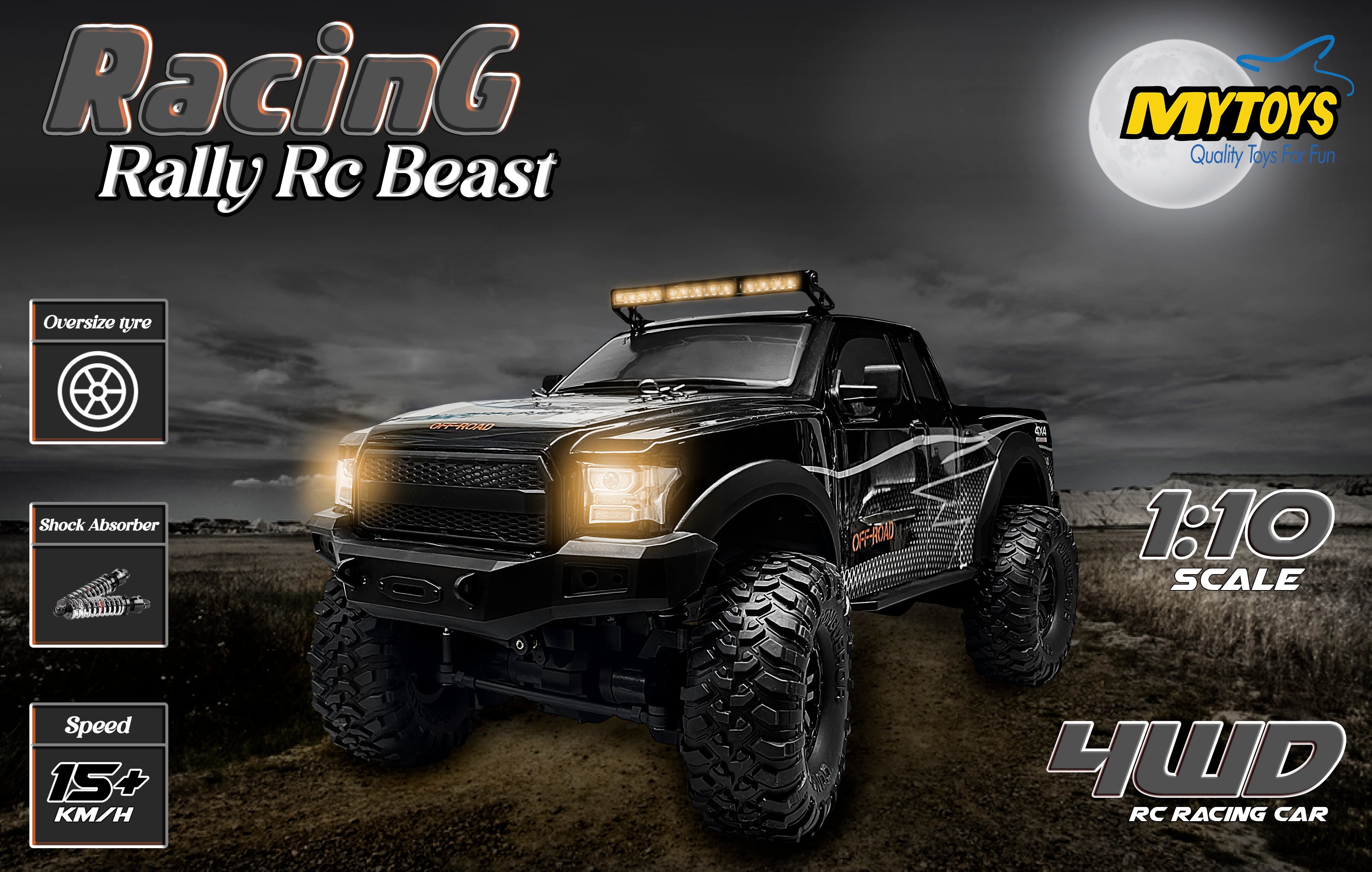 MY TOYS 1/10 Scale RC Crawler - 4WD Hobby Grade Offroad Rock Crawler (ABS Hard Shell & RTR)