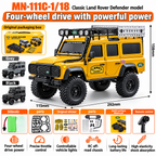 شاحنة MN-111C بمقياس 1/18، زاحفة تعمل بالتحكم عن بعد بنظام دفع رباعي 4WD، هيكل معدني وشاحنة صغيرة تعمل بالتحكم عن بعد مع محاور بوابية.