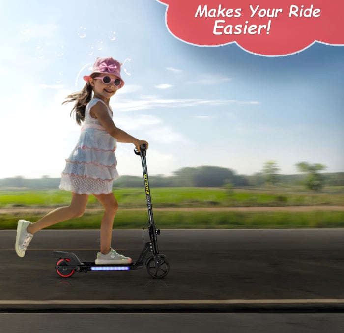 2-Wheel Kids Electric Scooter – 130W, 16 km/h, 21.6V, 8 km Range, LED Lights & Foldable