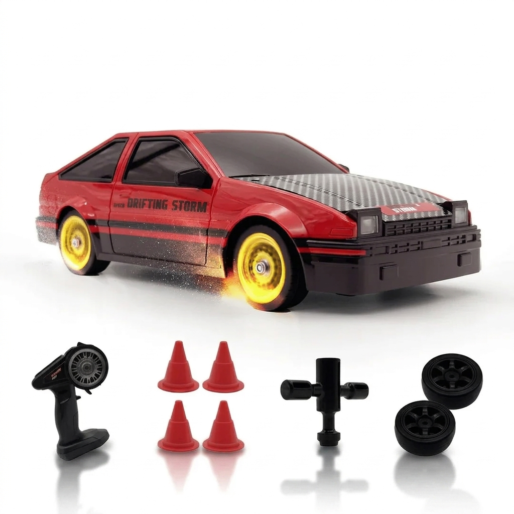 MYTOYS 1:16 Scale 4WD High-Speed Drift RC Car - 2.4GHz Remote Control Drifting Storm Edition with LED Lights & Accessories (Model DC205A)