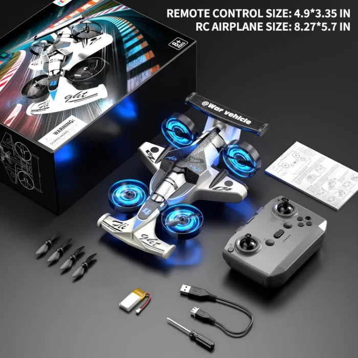MYTOYS 2-in-1 RC Drone &amp; Stunt Drone for Kids – Land &amp; Air 360° Flying Drone with, 3 Speed Modes &amp; LED Lights