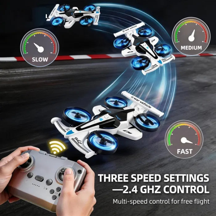 MYTOYS 2-in-1 RC Drone &amp; Stunt Drone for Kids – Land &amp; Air 360° Flying Drone with, 3 Speed Modes &amp; LED Lights