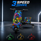 36V Electric Drift Scooter for Kids (Ages 4+) - 3-Speed Modes, 360° Rotating Tricycle, Bluetooth Music, Multicolor LED Lights, 250W Brushless Motor, Max Speed 15km/h, Includes Helmet & Safety Gears