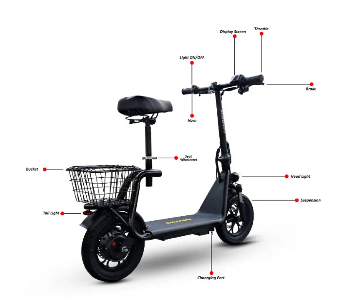 MT756 Electric Kick Scooter – 45 km/h, 500W, 48V, 35km Range – Off-Road Tires & Foldable