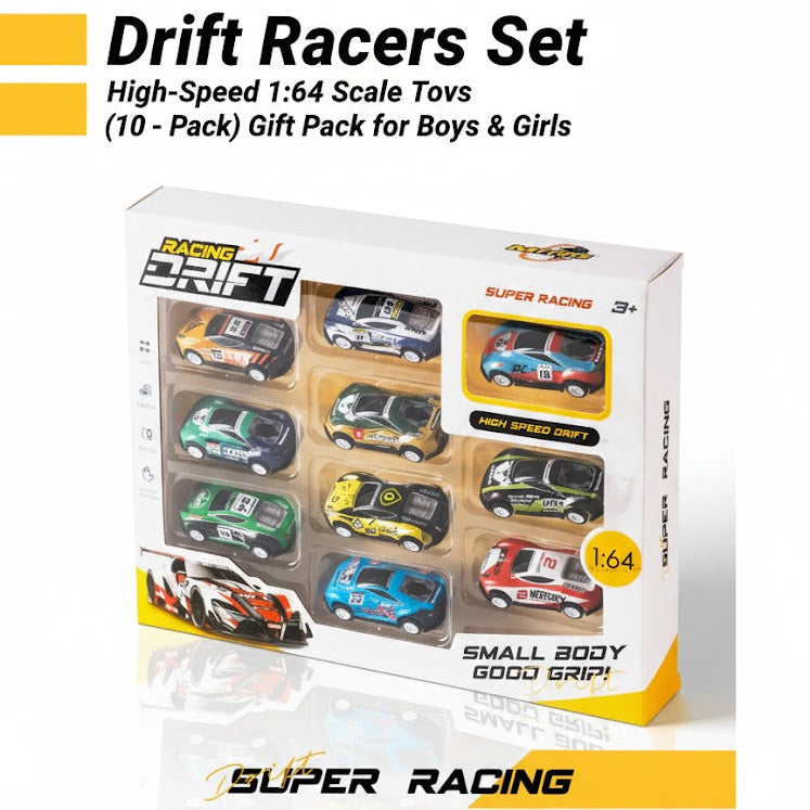Drift Racers Set – High‑Speed 1:64 Scale Toy Cars (10‑Pack)
