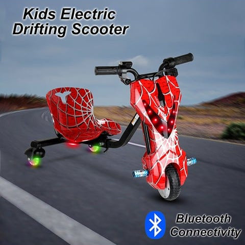Mytoys Spider Red Electric Drift Scooter 250W, Bluetooth, 3‑Wheel- MN903