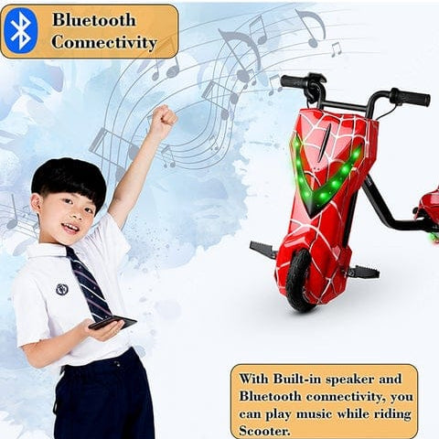 Mytoys Spider Red Electric Drift Scooter 250W, Bluetooth, 3‑Wheel- MN903