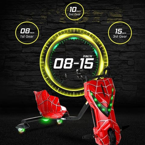 Mytoys Spider Red Electric Drift Scooter 250W, Bluetooth, 3‑Wheel- MN903