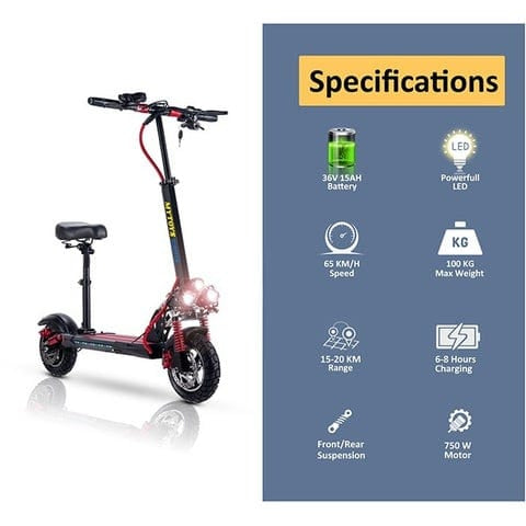 Mytoys MT358 High‑Speed Electric Scooter with Seat, 750W Motor, 65km/h