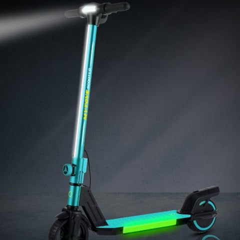 2 Wheels Electric Scooter for Kids, 130W Motor, LED Lights & Foldable Design (Blue)