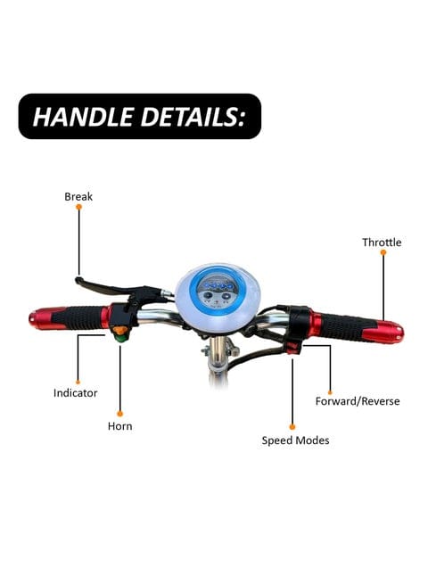 Mytoys MT740 Three Wheel Electric Scooter 350W, 35km/h, Foldable, 36V Battery, Seat & Basket