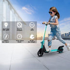 2 Wheels Electric Scooter for Kids, 130W Motor, LED Lights & Foldable Design (Blue)