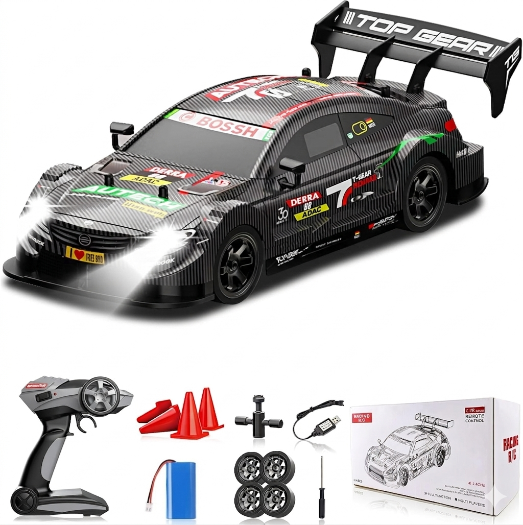 MY TOYS 1:16 Scale 4WD High-Speed RC Drift Car with LED Lights & Accessories