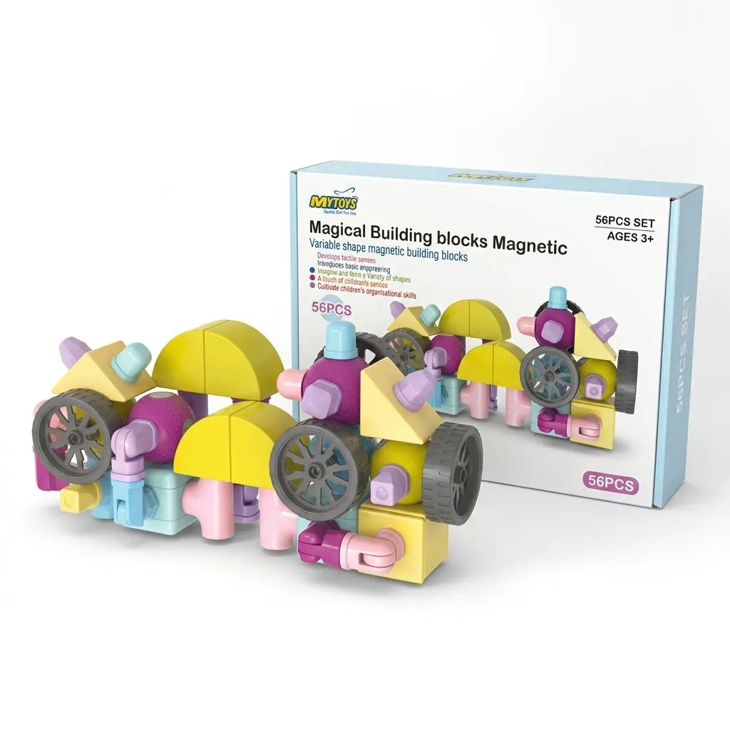 MYTOYS 56-Piece Magical Magnetic Building Blocks Set – Educational STEM Toy for Kids Ages 3+