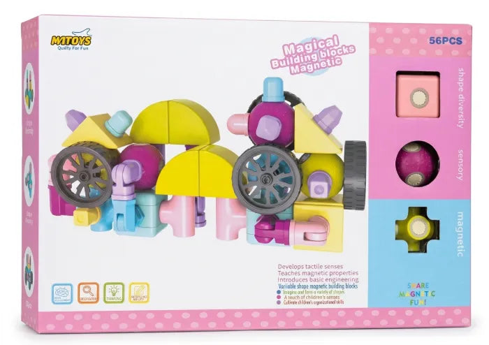 MYTOYS 3D Magnetic & Suction Building Blocks Set – STEM Educational Sensory Construction Toy with Rotational Wheels