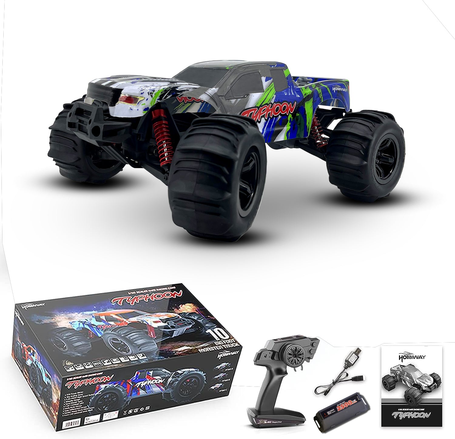 MYTOYS Hobbiway Typhoon MT660 1/10 4WD RTR High Speed RC Monster Truck - Off-Road & Sand Tyre Editions