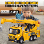 H STAR Heavy-Duty 13.5" Die-Cast Crane Truck – Friction Powered Construction Vehicle with Lights, Sounds, and Extendable 16.5" Arm