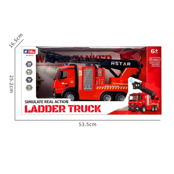 MYTOYS Large Remote Control Fire Truck Toy with 360° Rotating Ladder & Real Water Spray (2.4GHz)