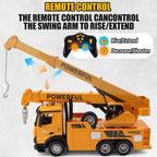 H STAR Heavy-Duty 13.5" Die-Cast Crane Truck – Friction Powered Construction Vehicle with Lights, Sounds, and Extendable 16.5" Arm